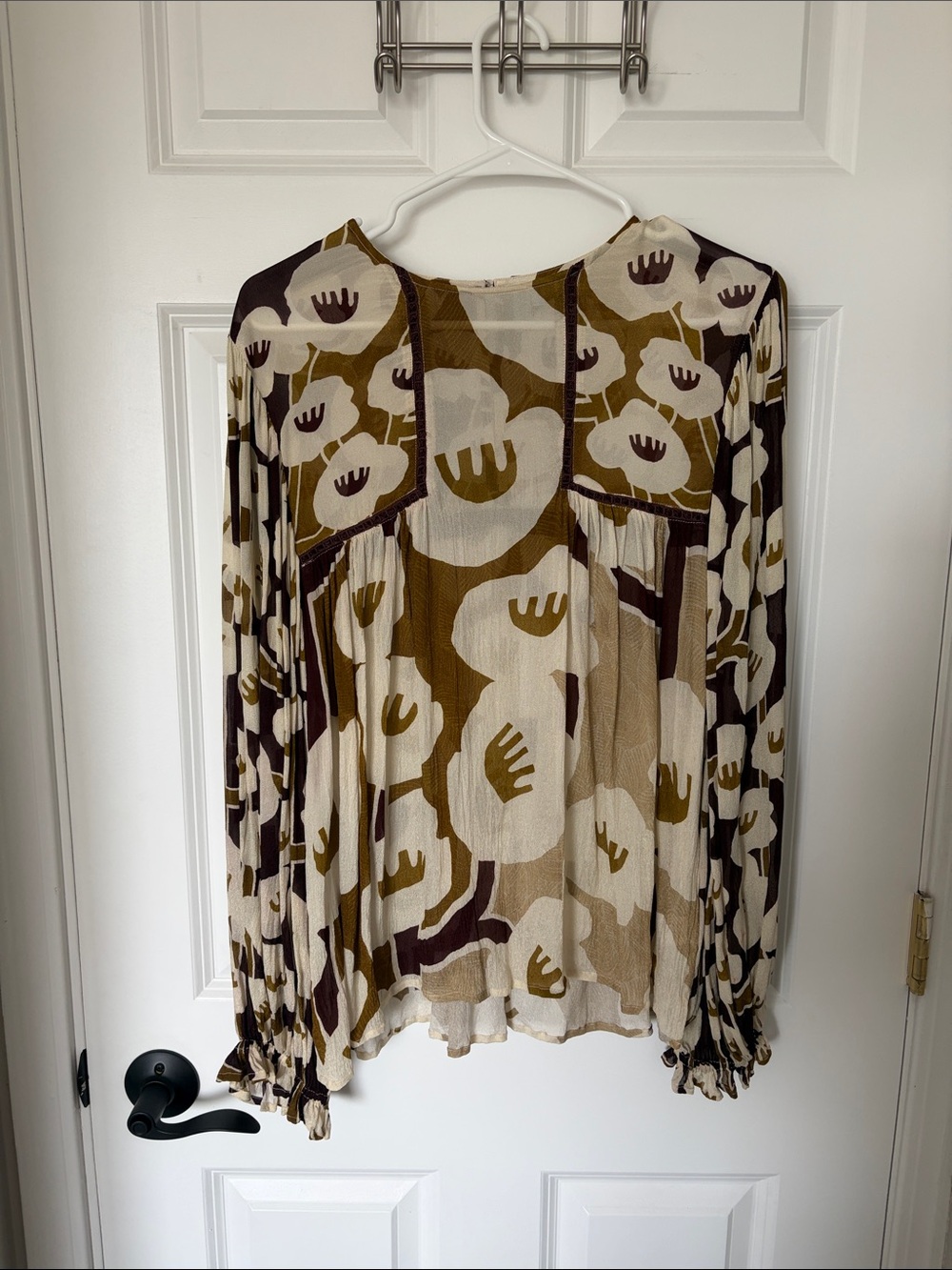 Blank London Printed Long-Sleeve Miranda Peasant Blouse Size Medium